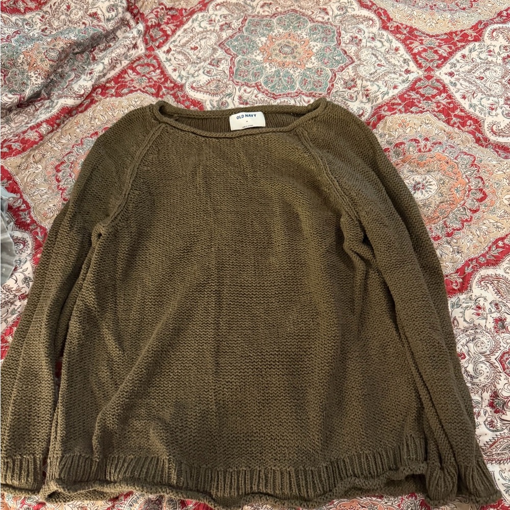 Old Navy Olive Crewneck Knit Sweater